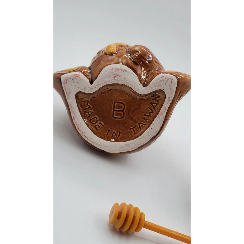 Vintage 1980's Ceramic Honey Bear Pot Jar Lidded Canister‎ Brown